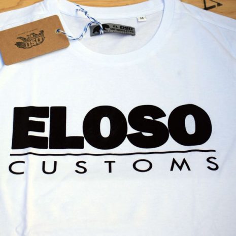 Camiseta ELOSO customs blanca letras negras